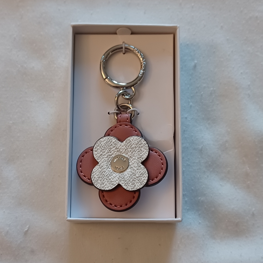 Michael Kors Pink & White Flower Key Charm NWT